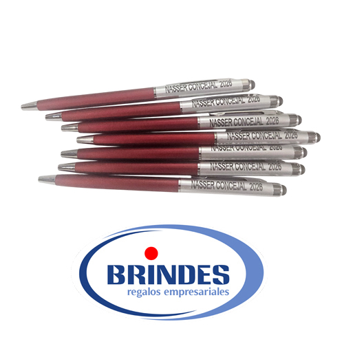 Boligrafo rojo plateado touch